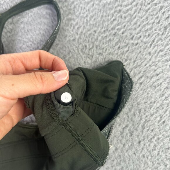 Lululemon Sport Bra Womens 6 Green Printed Front Zip Athletic Cool To Street Bra - Picture 4 of 8